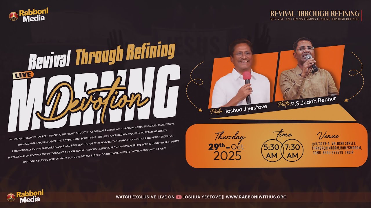 🔴 LIVE || Morning Devotion || 29-October-2025 || Message by Pr. Joshua J. Yestove || Rabboni Media