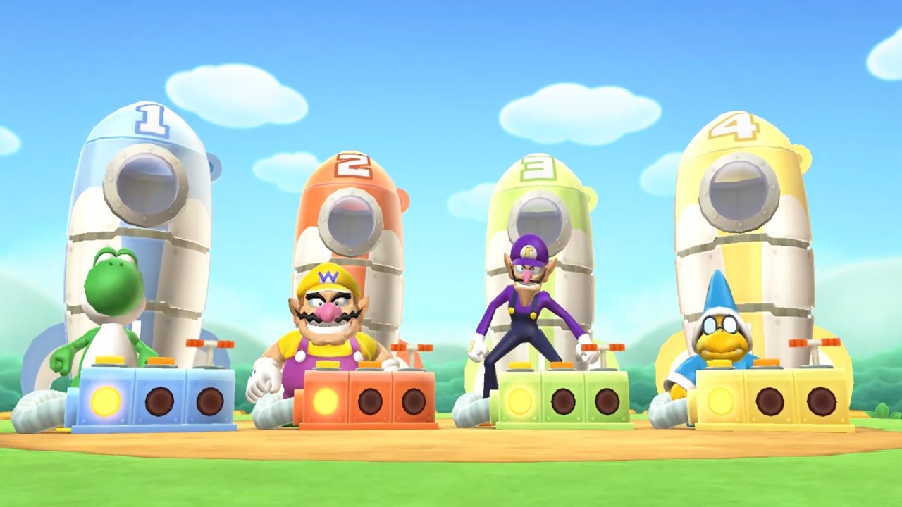 Mario Party 9 Minigames #18 - Yoshi vs Waluigi vs Wario vs Magikoopa (Very Hard)