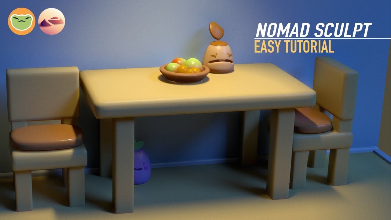 Nomad Sculpt Tutorial: EASY Table & Chairs Interior