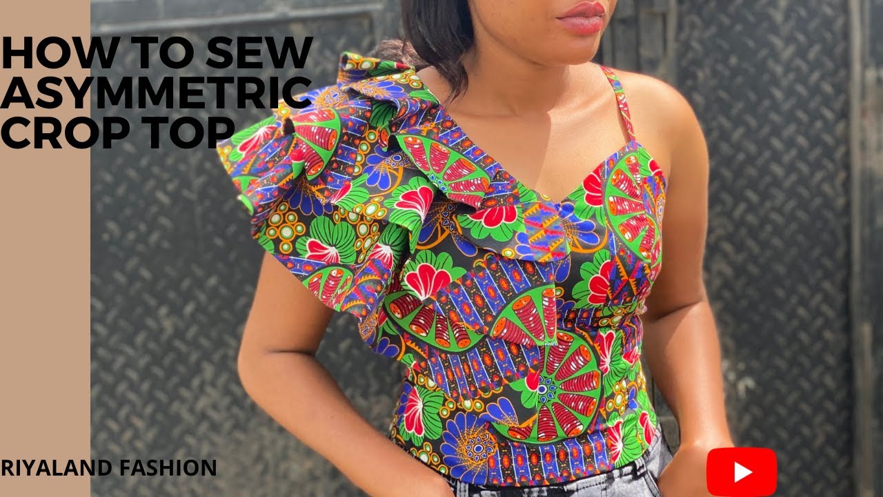 How to Cut and Sew Crop TOP with ASYMMETRICAL Neckline/Easy to understand.