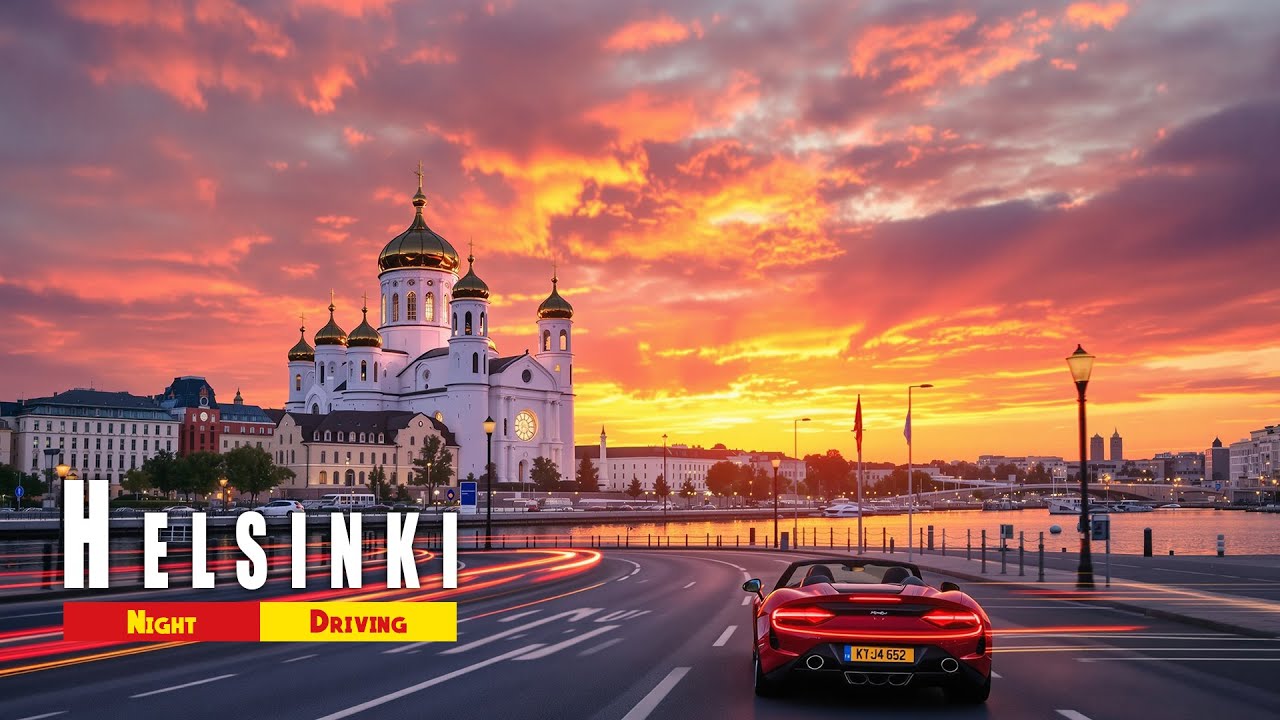 Night Driving in Helsinki Finland 4K
