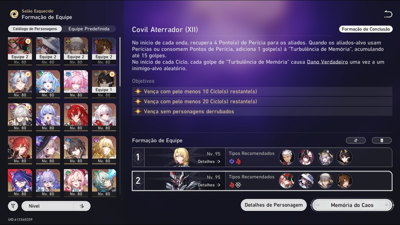 Archer e Rappa no estágio 12 do memória do caos- Honkai star rail