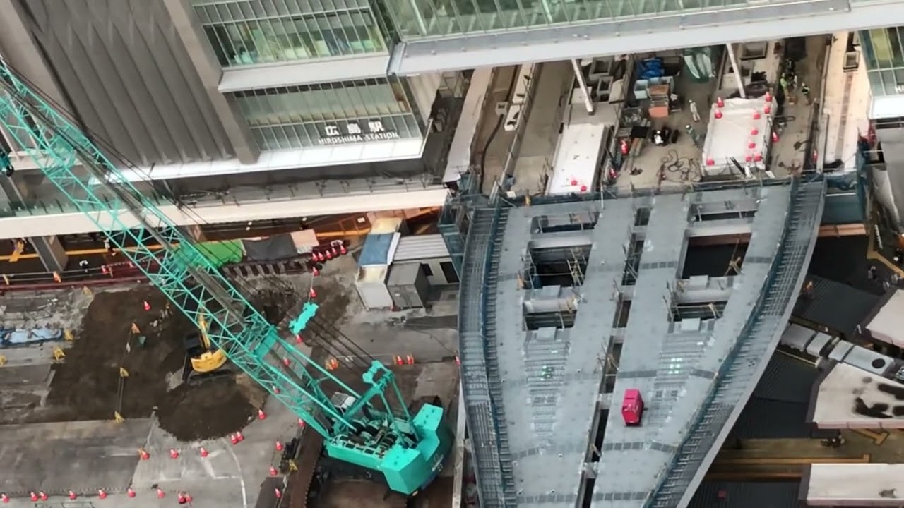 【広島駅再開発】＠ストレージがいっぱい（駅2階への線路工事進む）