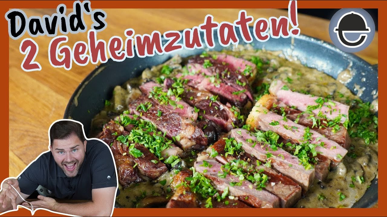 2 Zutaten machen diese Sauce besonders gut! / Waldpilzrahmsauce mit Ribeye Steak /  eatventure