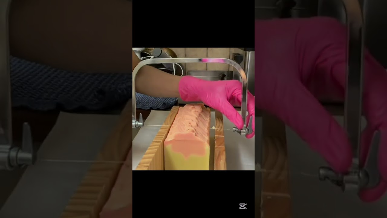 Cutting my new handmade soap bar 
