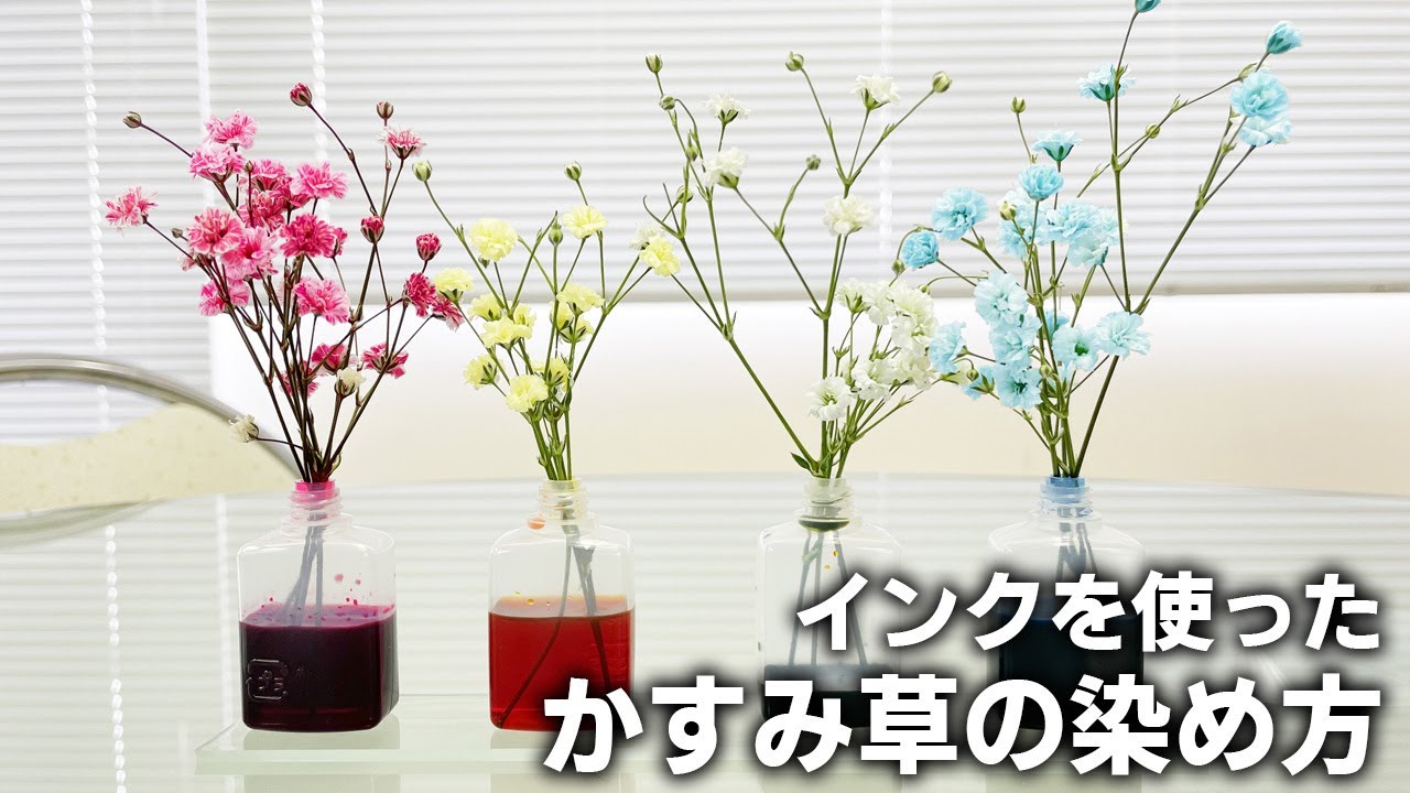 インクを使ったかすみ草の染め方