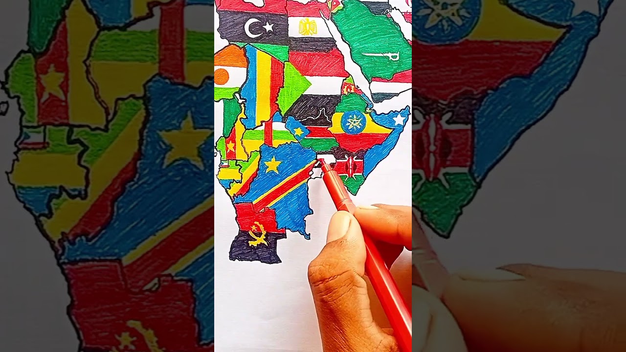 Draw Flag Map of Uganda 🇺🇬 #uganda