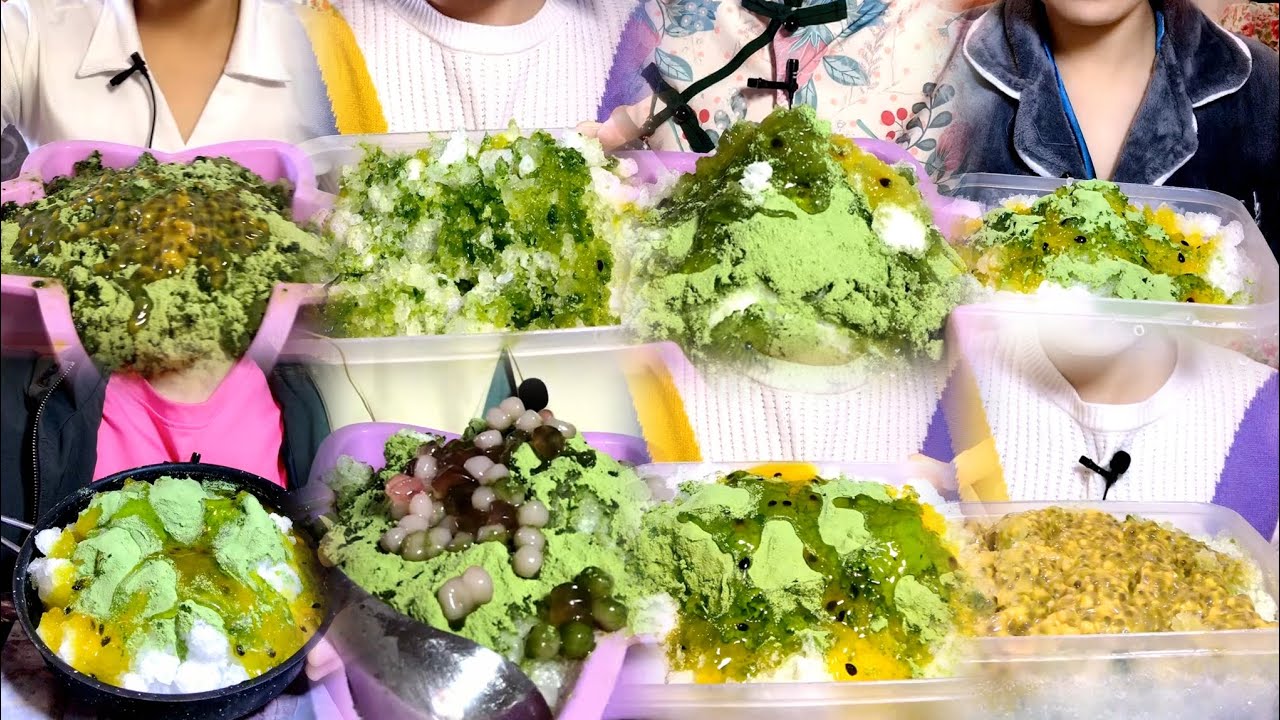 ZHAOFENG ICE EATING WITH PASSION FRUIT & MATCHA/ ICE EATING ASMR COLLECTION 