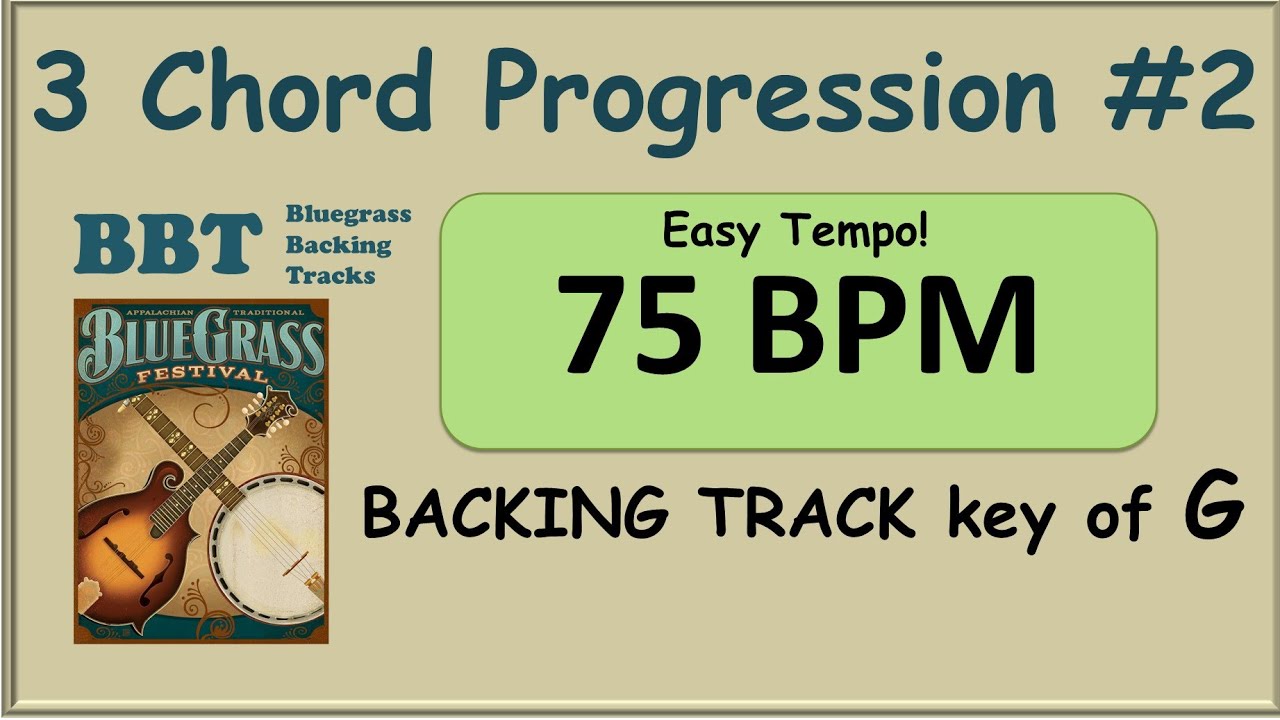 3 Chord Bluegrass Progression in G backing track 75bpm