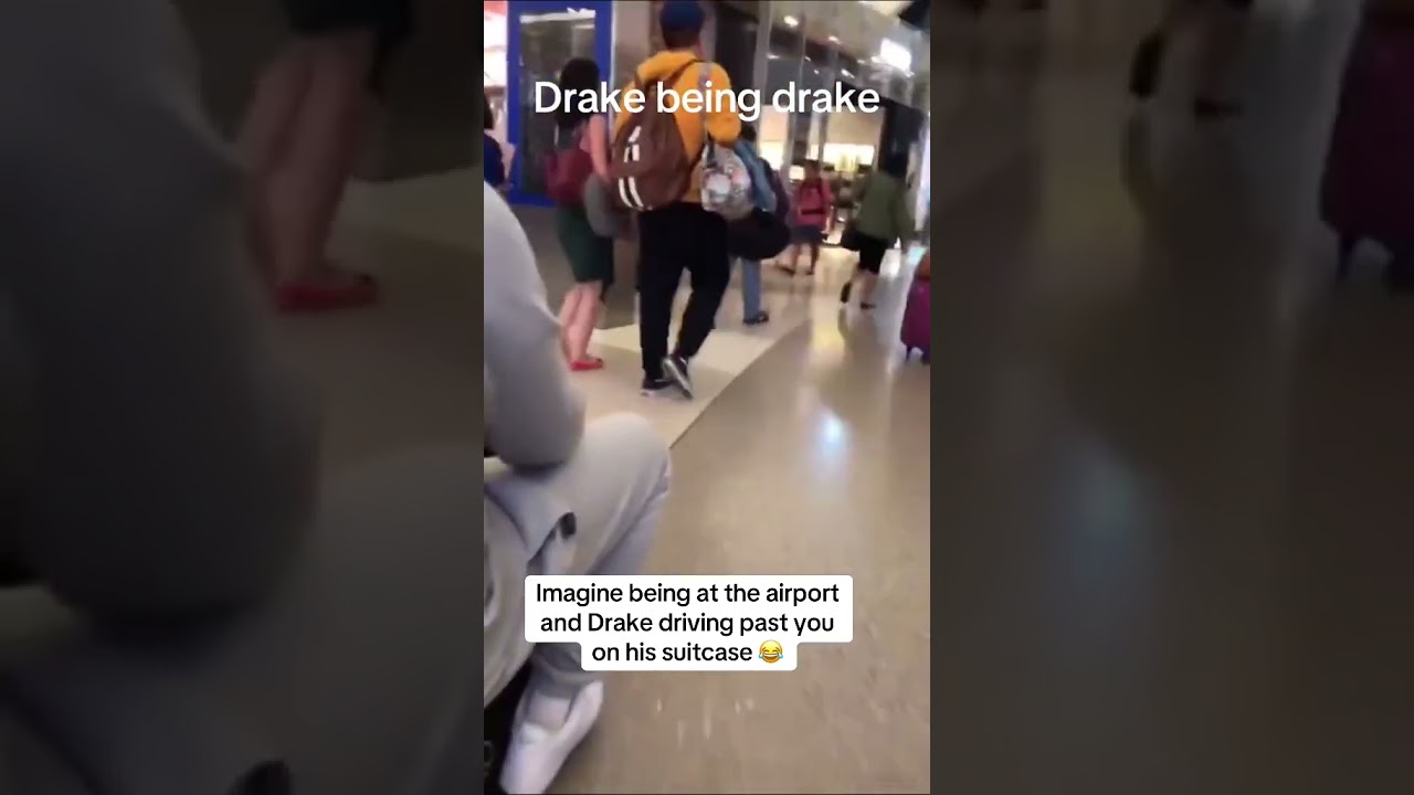 Imagine being at the airport and Drake driving past you on his suitcase 😂