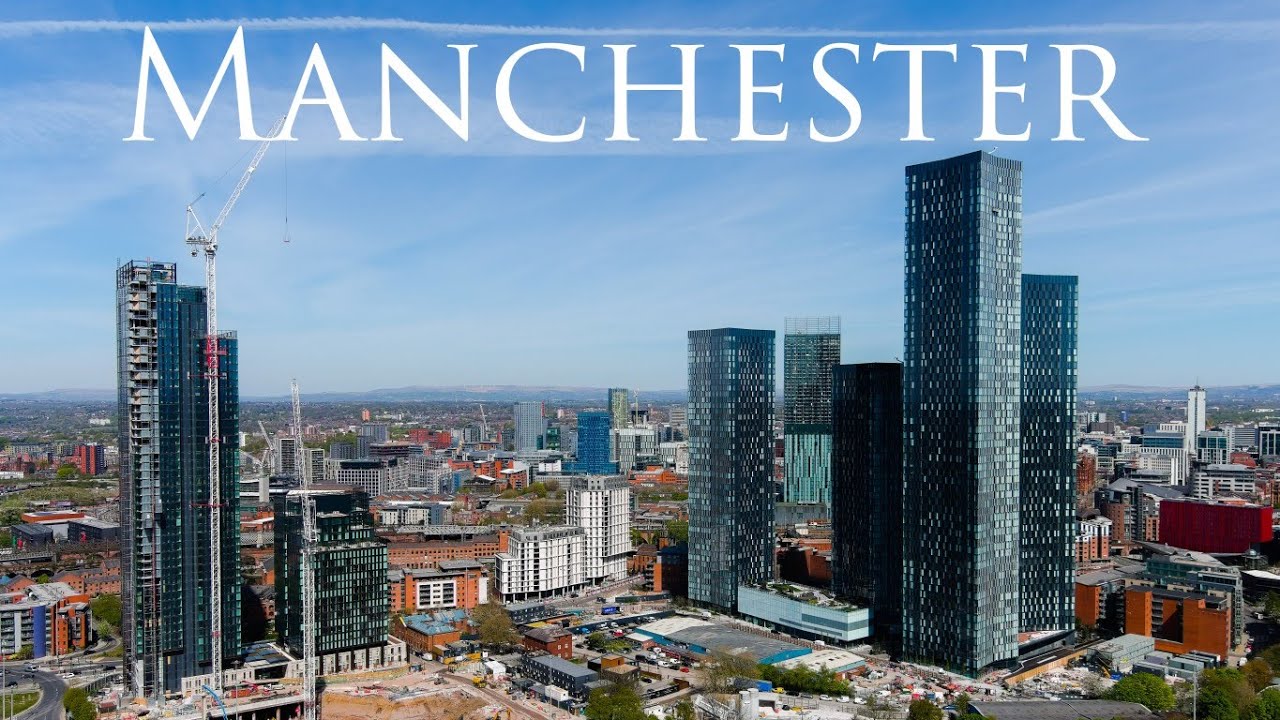 Manchester City Centre England Drone Video Evo 2 6k