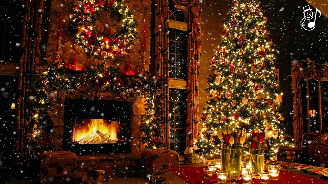 Cozy Christmas Fireplace 24/7 🔥 Relaxing Christmas Music With Fireplace Crackling 🌲 Holiday Ambience