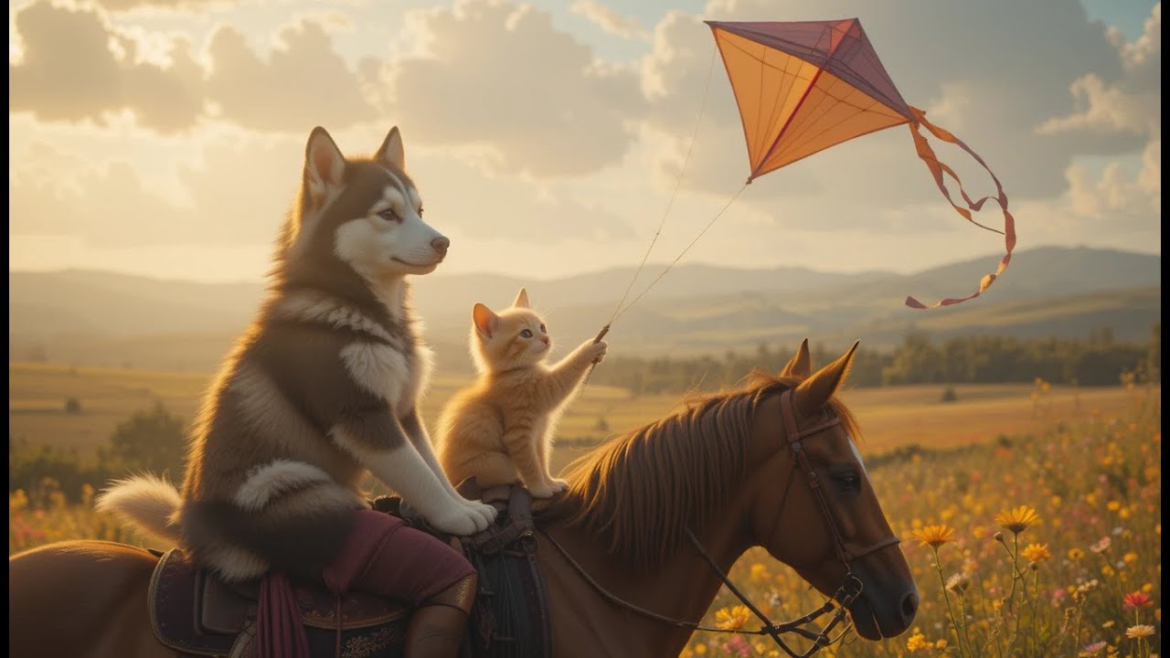Heartwarming Husky & Kitten Friendship 🐕🐱 | ai dog video #aidogvideo #cutecat