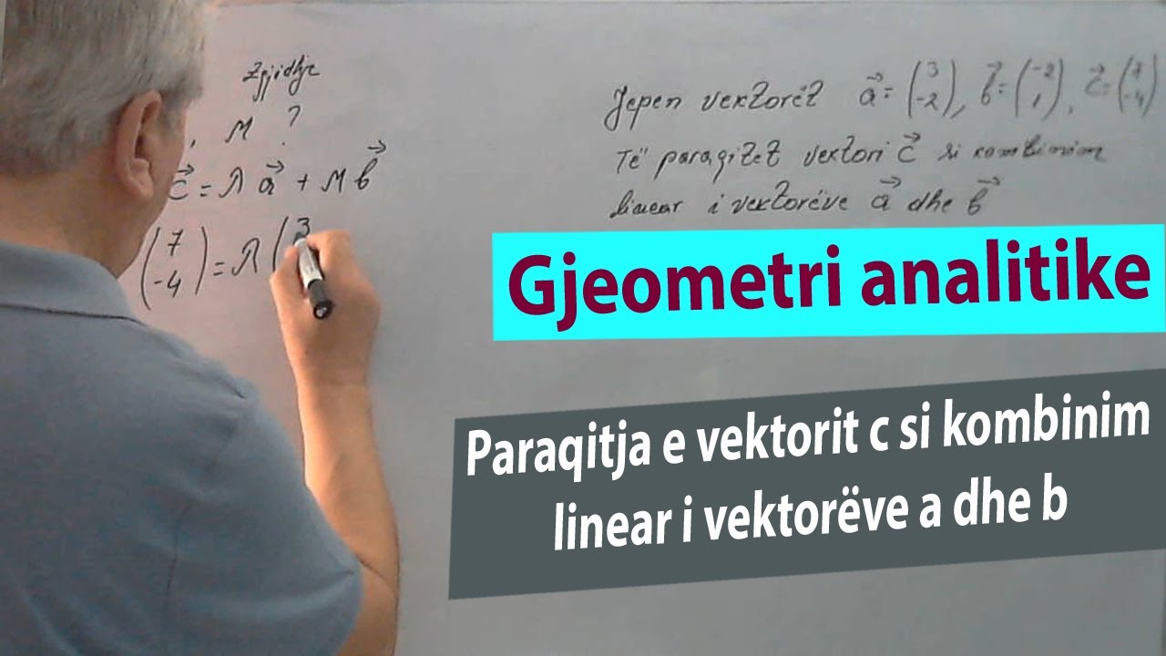 Gjeometria Analitike Ushtrime/Paraqitja e vektorit c  si kombinim linear i vektorëve a  dhe b .