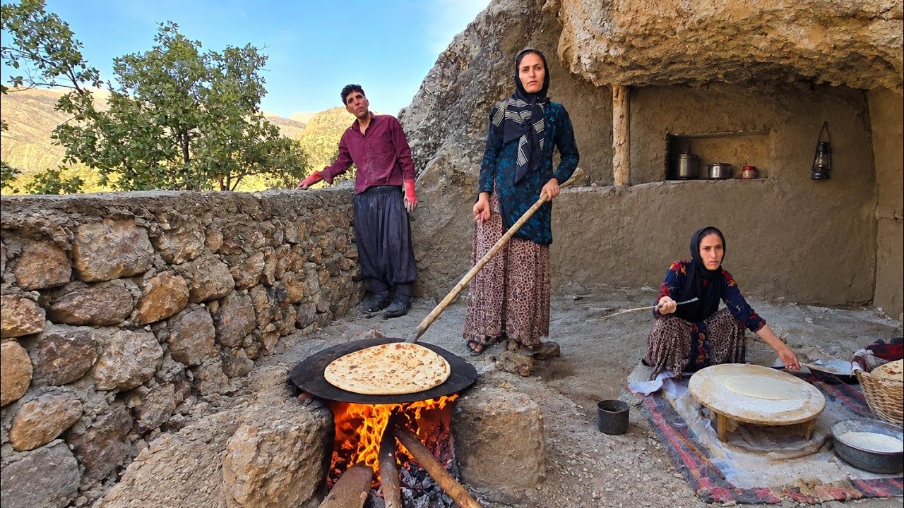 🔥 Cave Survival Challenge | Traditional Bread Baking Over Fire & Rebuilding Our Cave Home 🪨
