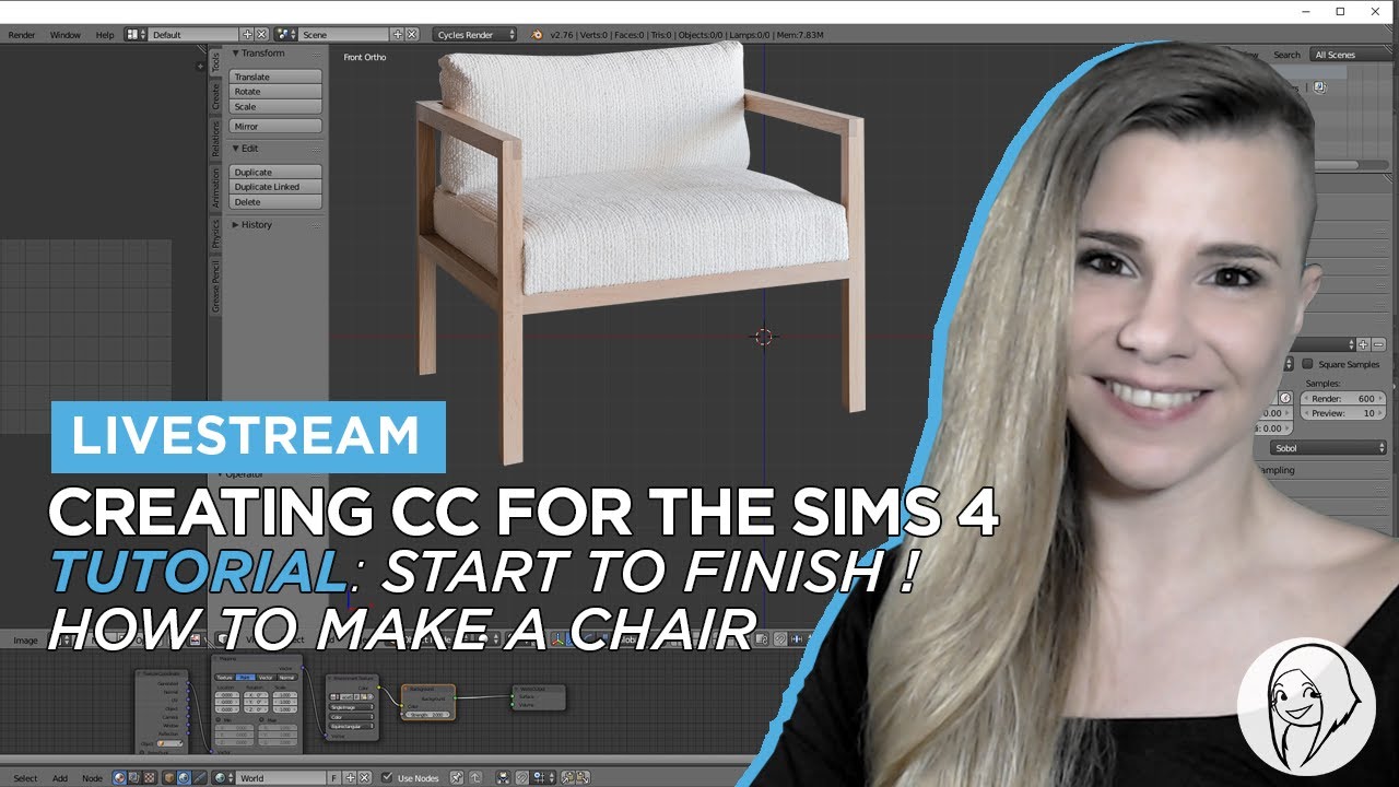Livestream start to finish cc chair for The Sims 4