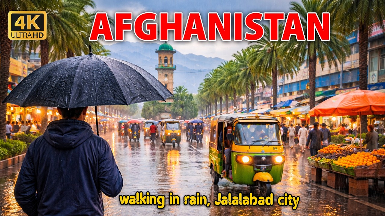 Rainy Walking Tour in Jalalabad City | Beautiful Rainy Streets of Afghanistan - جلال اباد ښار باران