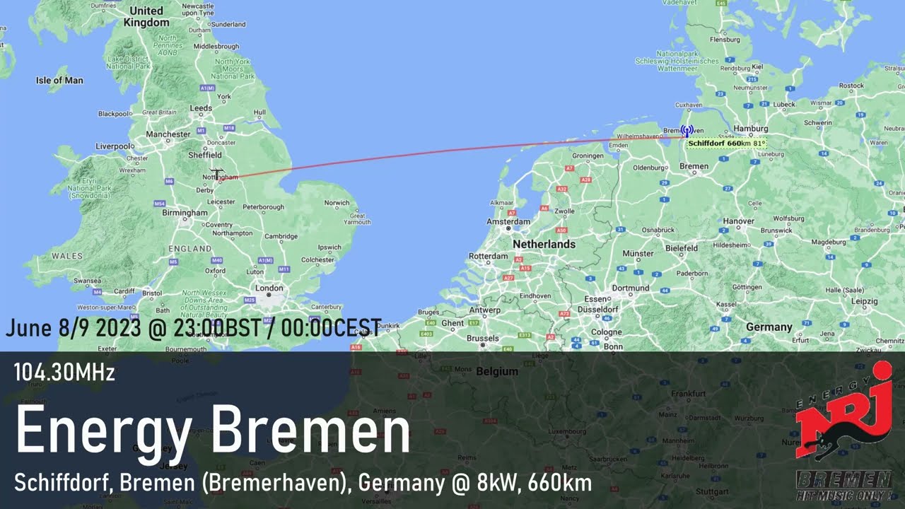 [Tropo FM DX] 104.30MHz Energy Bremen in Bremerhaven from the UK