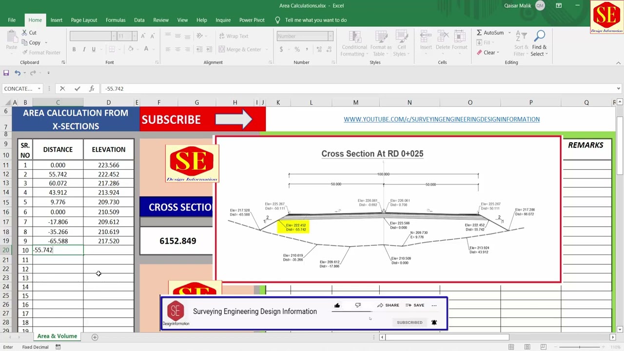 How to calculate Area and Volume in one Sheet of Excel | Quantity Surveying|