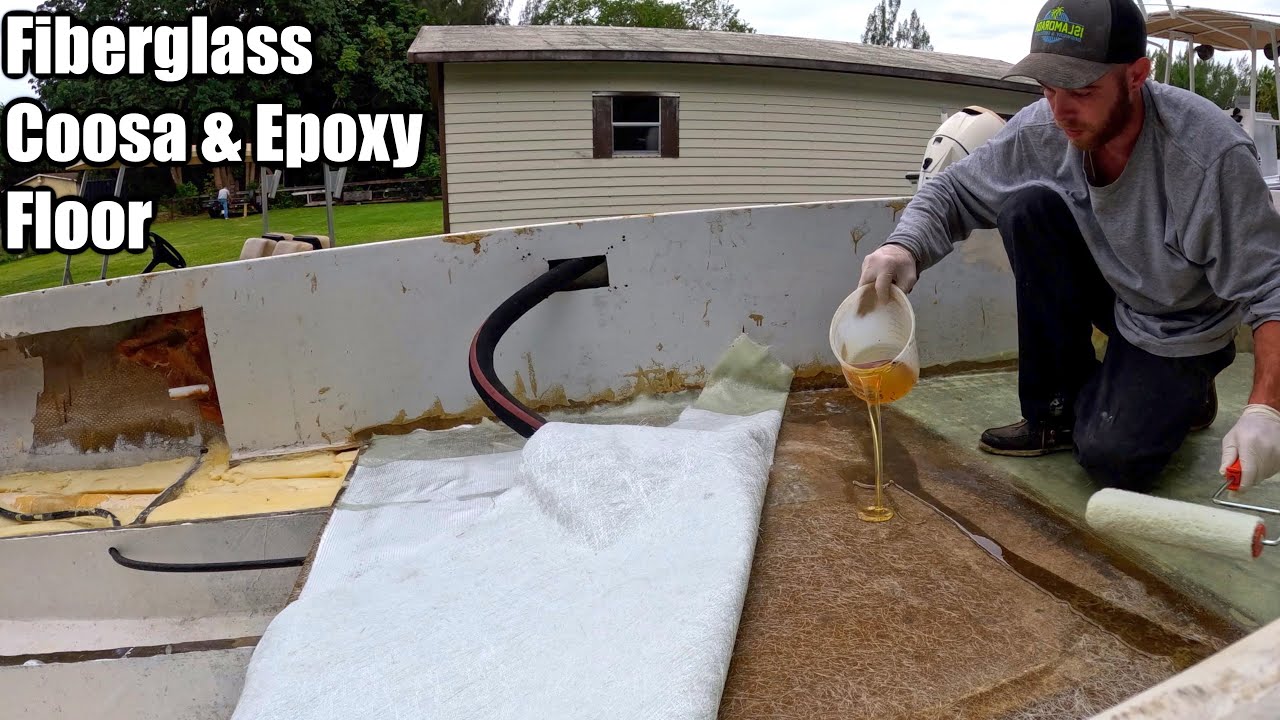 Mako Boats || 171cc Restoration Project || Fiberglassing Floors