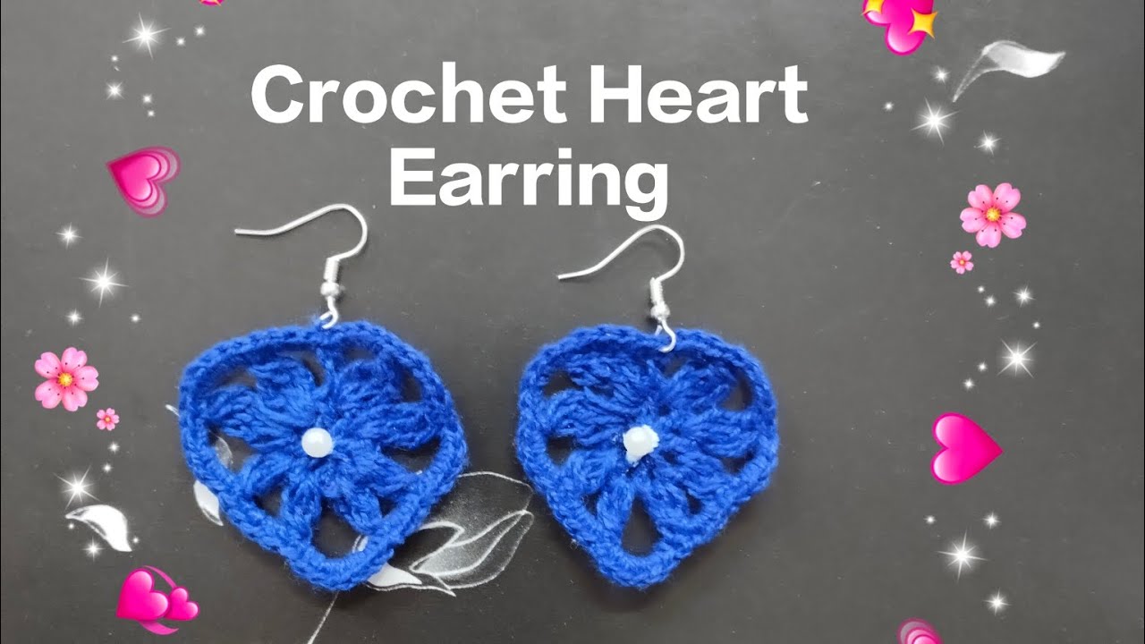 Crochet Heart Earring 💜#crochet 