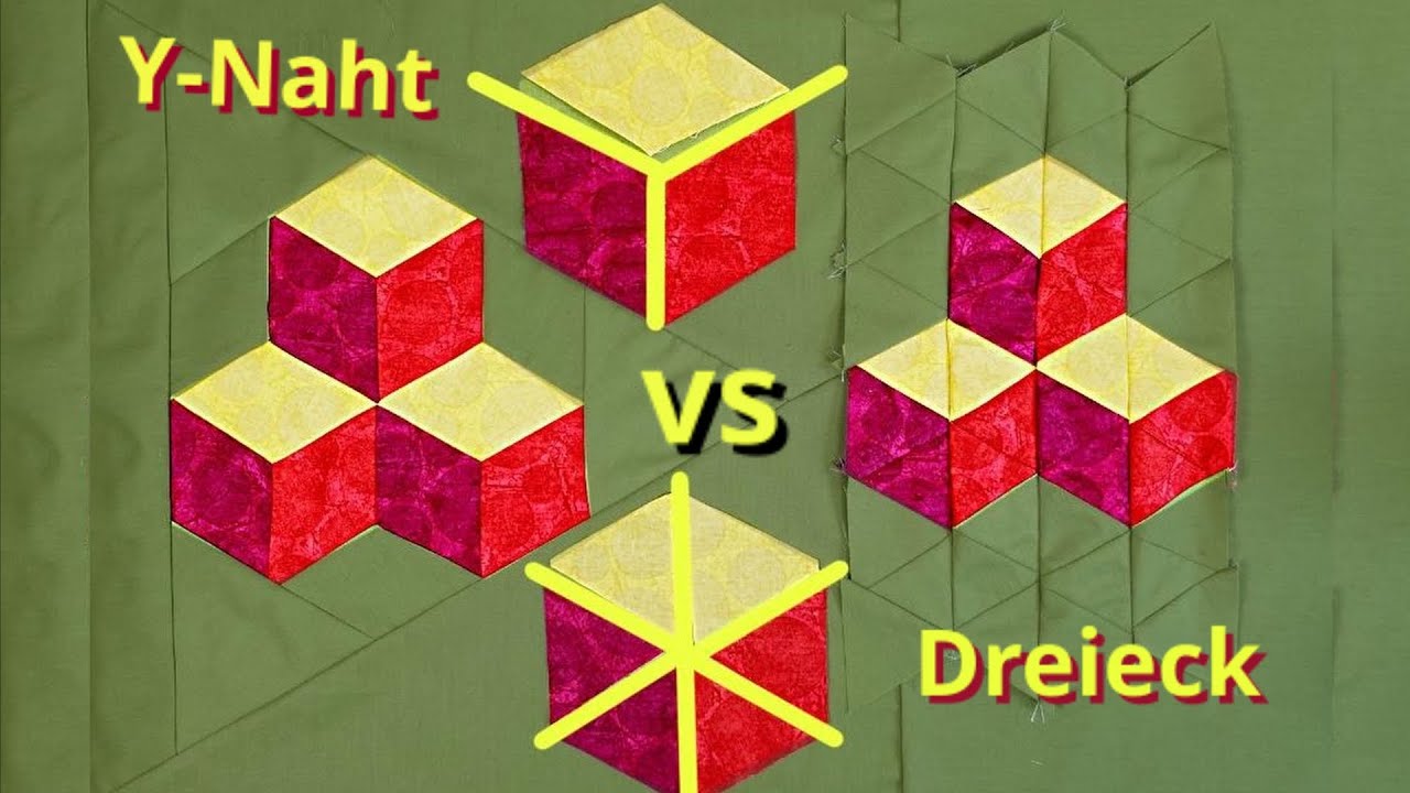 Patchwork 3 D Quilt Block nähen, für Anfänger erklärt.