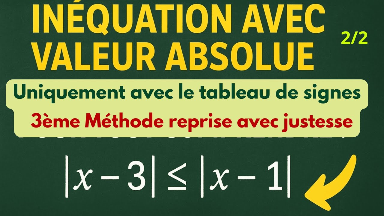 Valeur absolue : résoudre une inéquation uniquement avec le tableau de signes | Méthode claire