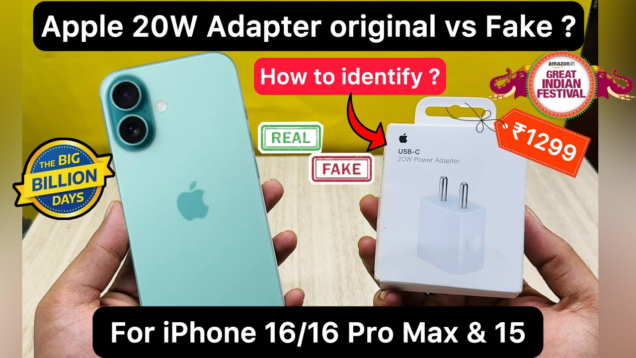 Apple Original vs Fake 20W Adapter for iPhone 16 / 16 Pro Max & iPhone 15 | Flipkart BBD/Amazon Sale