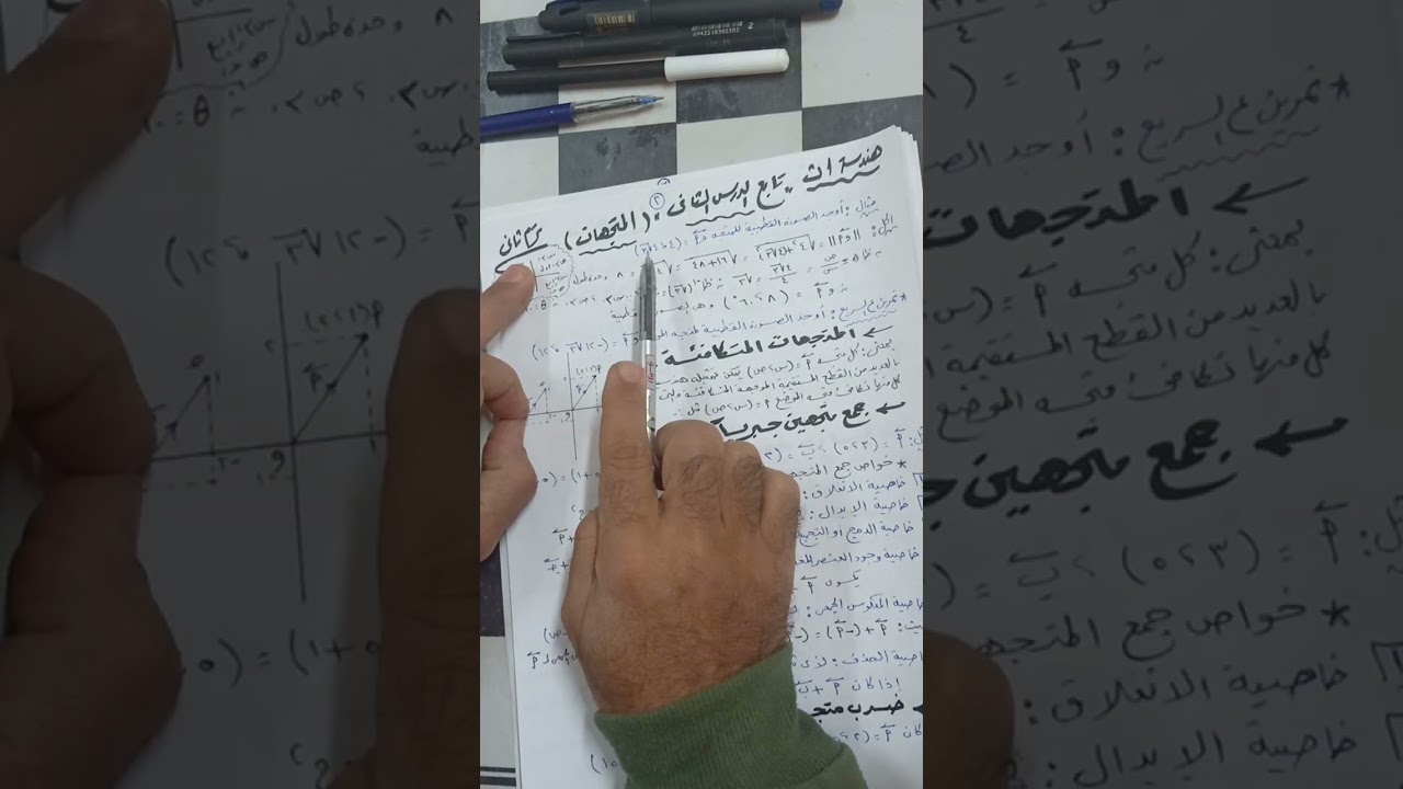 رياضيات للصف الاول الثانوي الترم الثاني هندسه الدرس الثاني المتجهات 