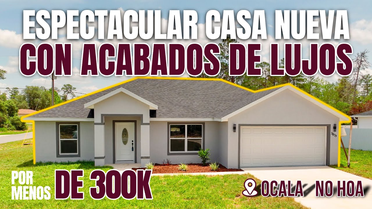 Casa Nueva con Acabados de Lujo por Menos de $300K | ¡Sin HOA en Ocala!