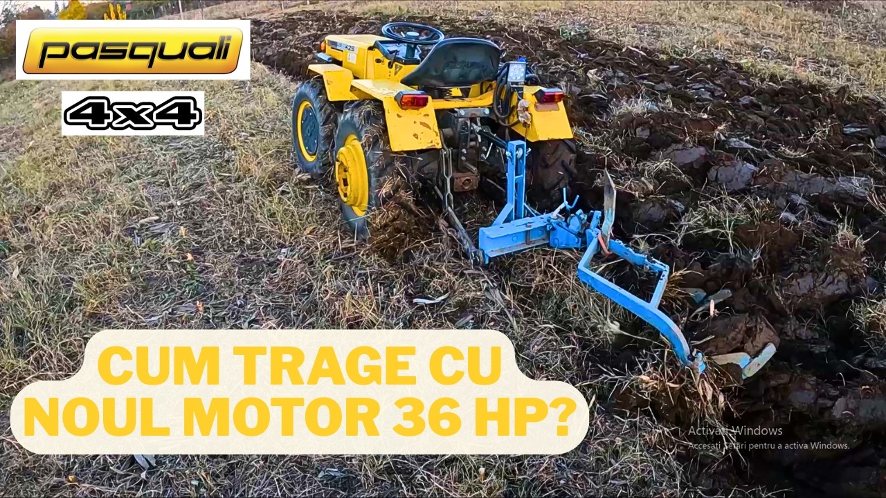 Tractoras de 36 cai la arat cu plug cu 2 brazde. Pasquali 425 + Plug Olivero