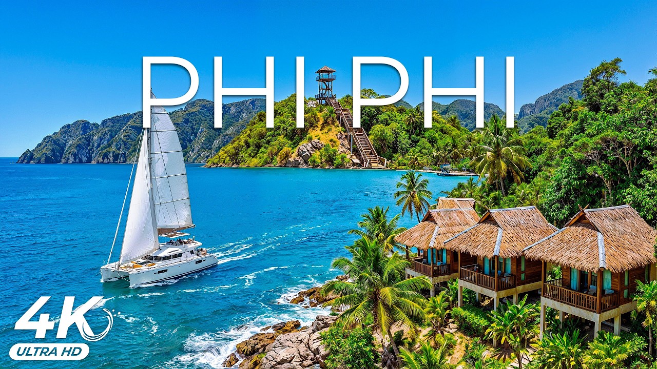 Phi Phi Islands 4K UHD - Limestone Cliffs, Emerald Bays and Golden Sun Over Andaman Waters