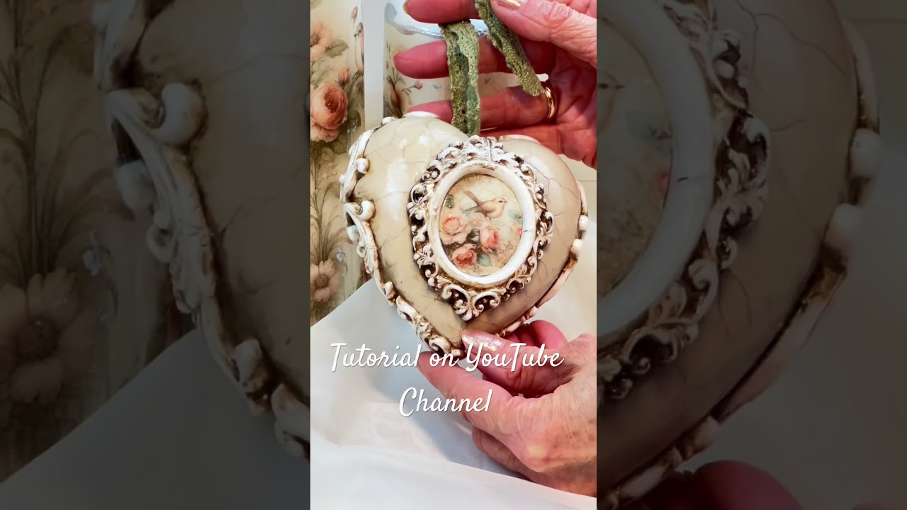 Shabby Chic Vintage Heart Decoupage Art DIY #craft #decoupage #handmade #homedecor  #shabby #art