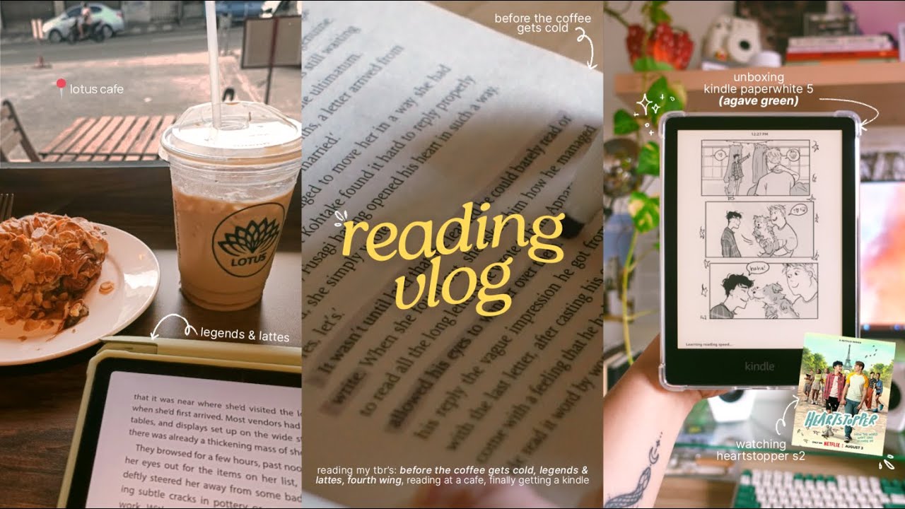 reading vlog 🌙 reading my tbr's, unboxing kindle paperwhite 5 (11th generation), reading at a cafe