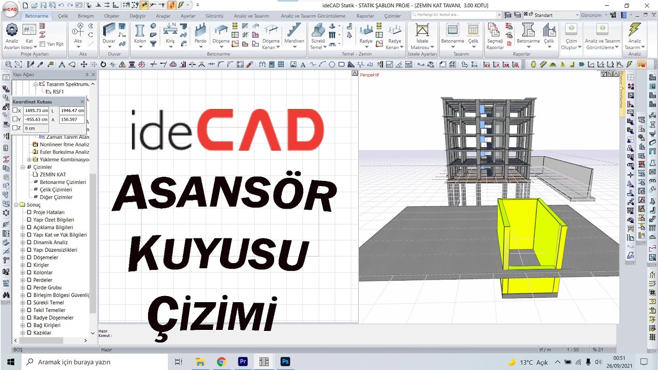 ideCAD Statik |  Asansör Kuyusu Çizimi  ✔ | #16