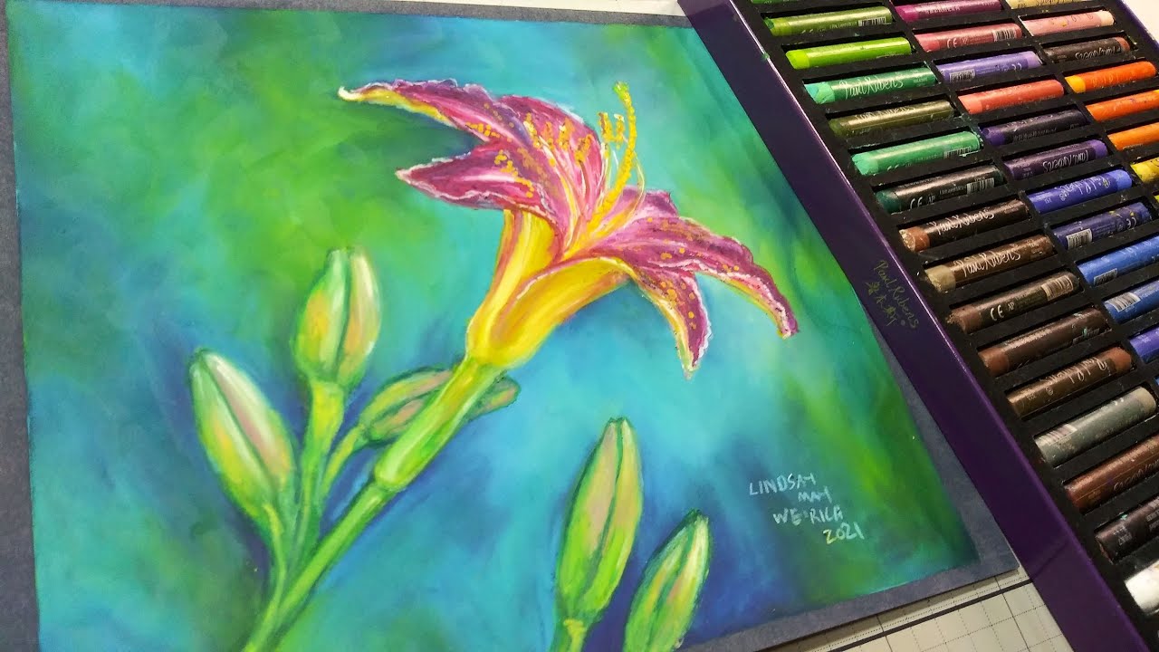 Oil Pastel Lily on PastelMat Demo // Sketchbook Sunday