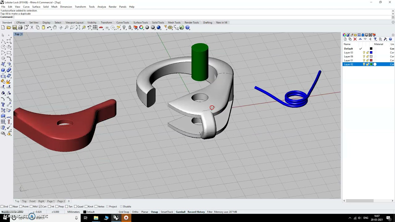 LOBSTER  Clasp ll Rhino tutorial ll How to make Lobster Clasp ? Lobster Lock Machanism ll