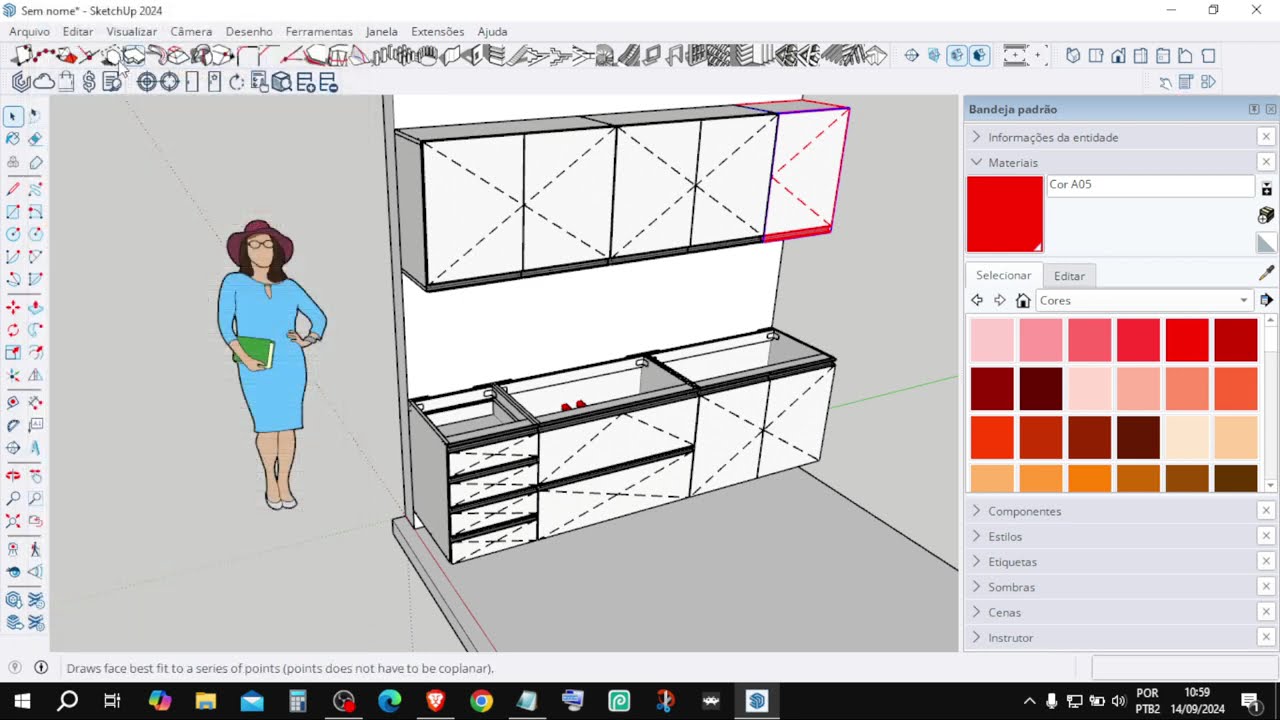#Sketchup : cozinha planejada com gabster armarios aereos - Tutorial Completo aula 2 tópico 3