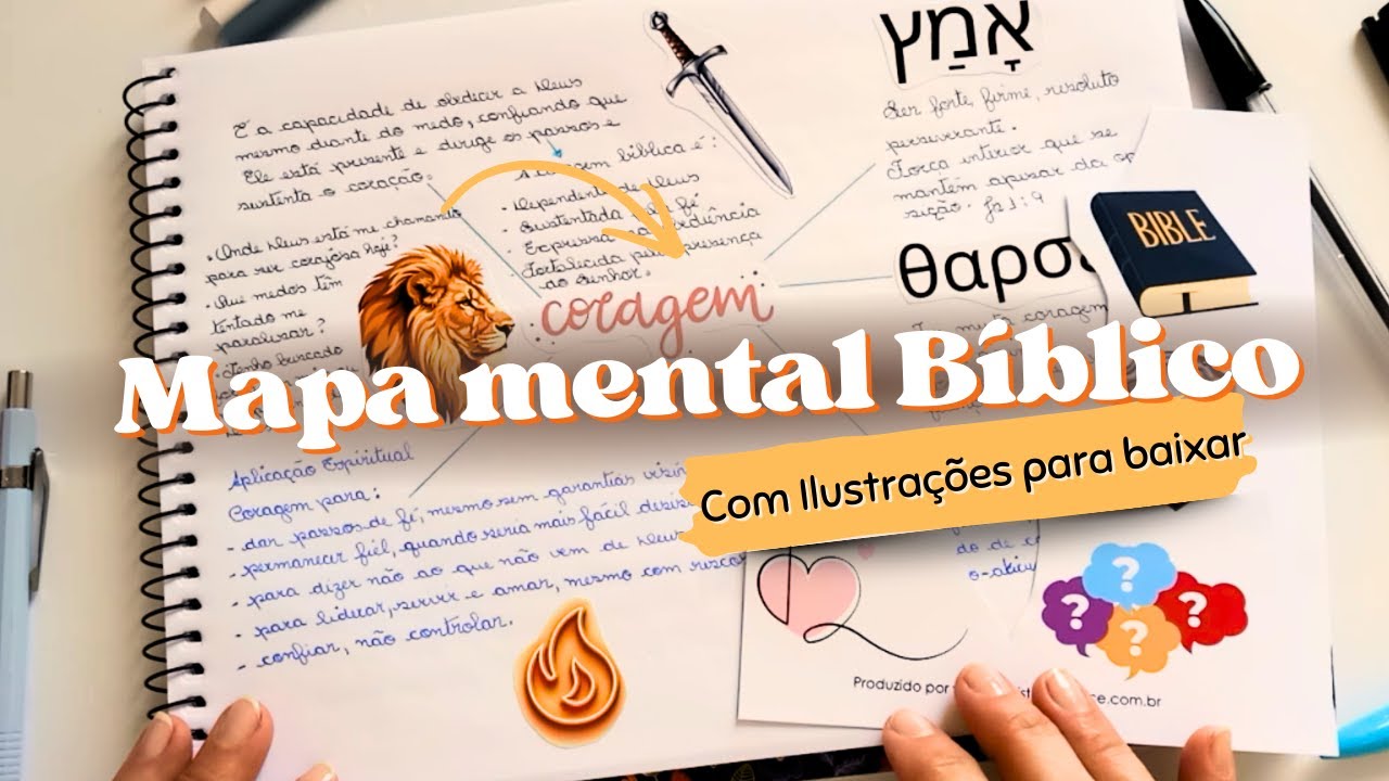 Como Fazer Estudo Bíblico em Mapa Mental Tema Coragem