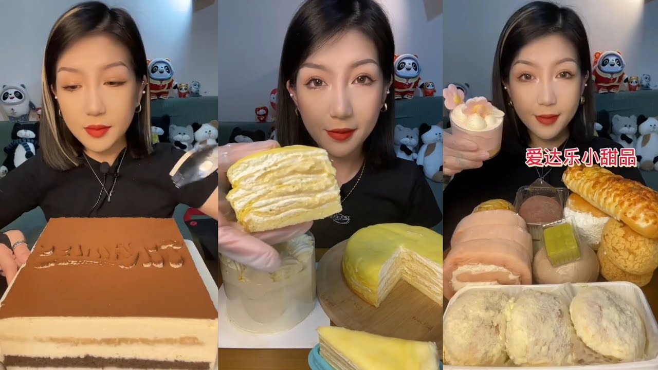 ASMR Eating Cake 🤤🎂 Cream chocolate 🍫 Dessert 🎂 Tiramisu Caramel #eatingcake #asmr #macha #dessert 