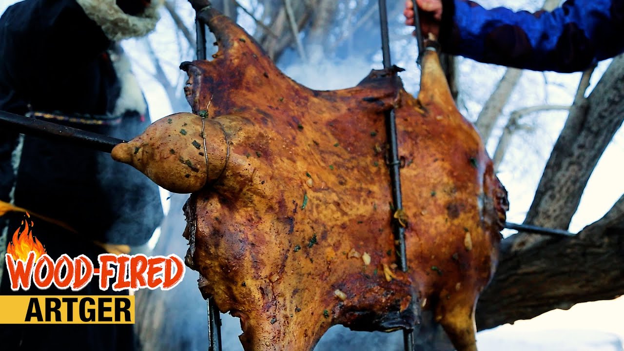 4 Hours of Roasting a Whole Lamb in the Snow! | Wood-Fired w/Seke & Boodog Boys