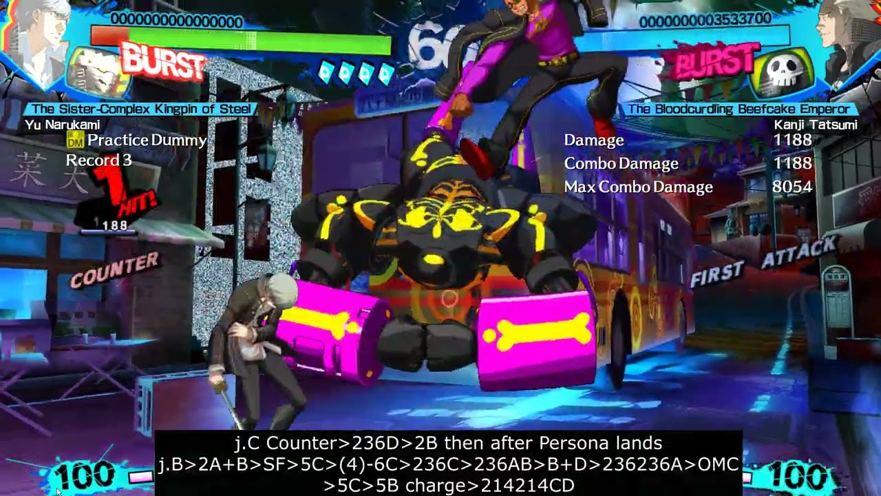 Persona 4 Arena Ultimax 2.0 Shadow Kanji combos (Basic and Advanced)