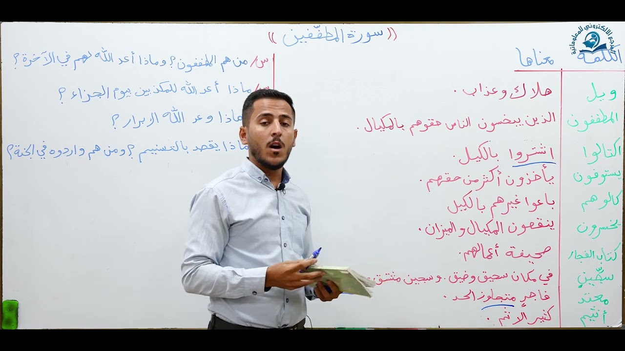 مادة التربية الاسلامية للصف الاول متوسط : سورة المطففين