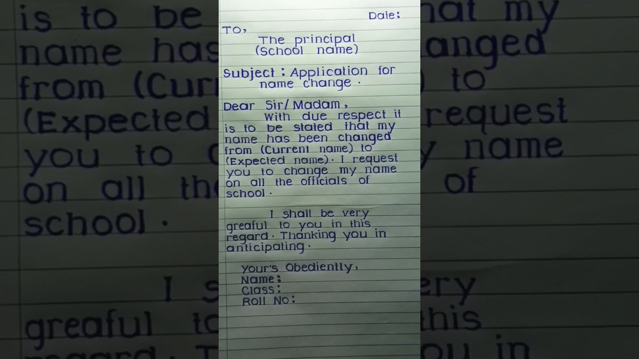 Application For Name Change In School || Application Writing In English #shorts