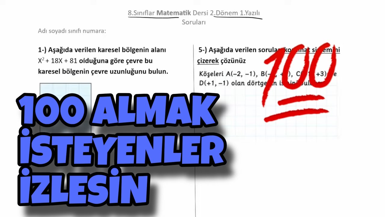 8.Sınıf Matematik 2.Dönem 1.Yazılı