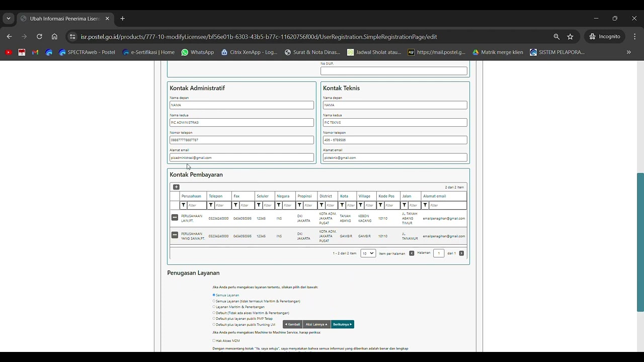 Tutorial Perubahan Data Administrasi pada Aplikasi MySpectra (ISR/Kominfo) updated 27 Mei 2024