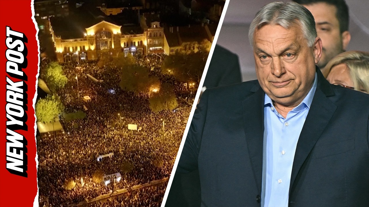 Drone Footage Shows Thousands Celebrating in Budapest After Viktor Orb&aacute;n Ousted in Historic Election