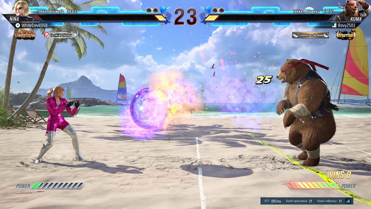 Tekken 8 Nina Williams(WhiteDevil350) vs Kuma(Revy2501)Tekken Ball Online Match