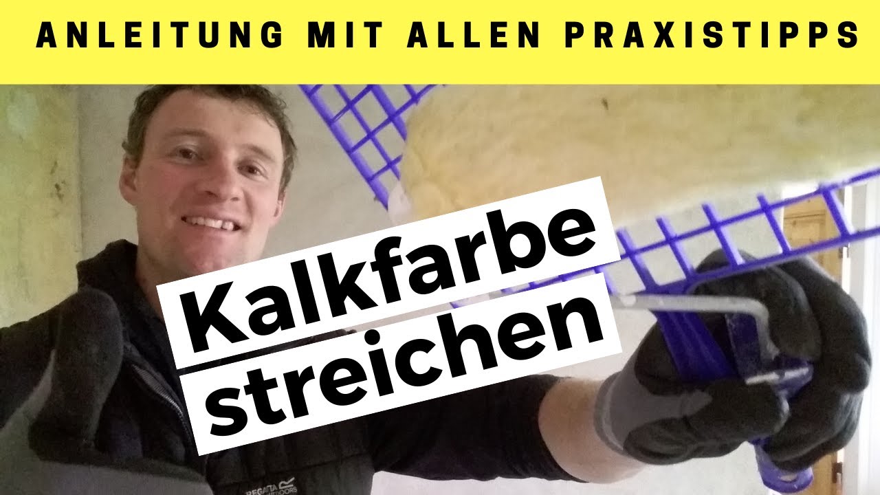 Kalkfarbe streichen schnell und einfach! ✔️ Kalkanstrich aus Weißkalkhydrat auf einer Kalkputzwand