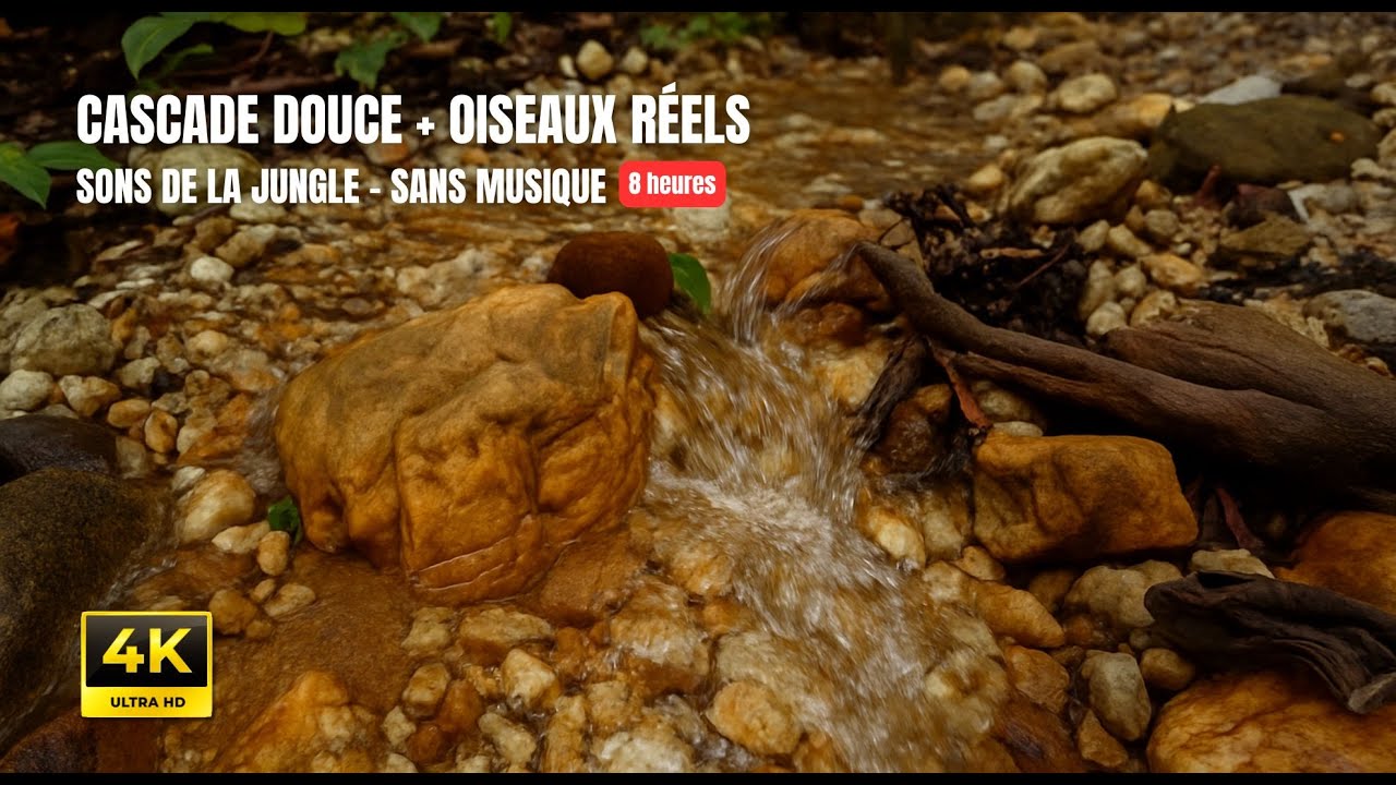 Cascade Douce dans la Jungle Thaï – Sons Naturels Réels pour Dormir & Se Détendre (8H)